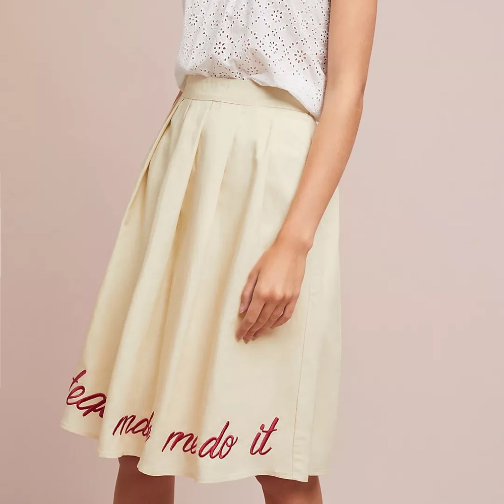 NWOT Anthropologie Viaje Embroidered Skirt THE TEQUILA MADE ME DO IT Size 12 Z63 - Picture 3 of 8